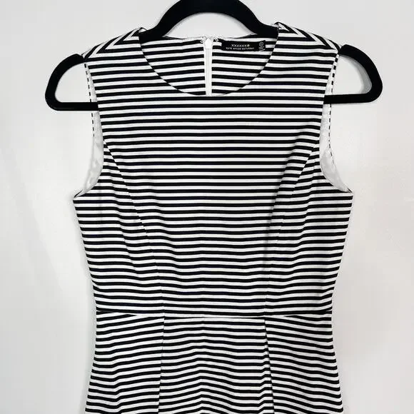 Kate Spade Saturday 00 Black White Pencil Striped Let Loose Fit and Flare Dress - Picture 3 of 13